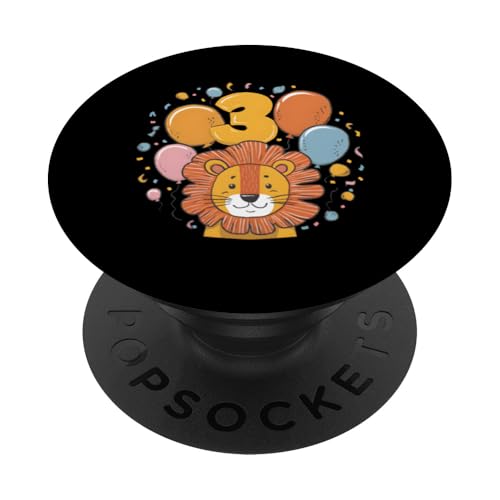 3. Geburtstag Kindergeburtstag Dritter Geburtstag Löwe PopSockets mit austauschbarem PopGrip von Kindergeburtstag Geburtstagsshirt Dschungel