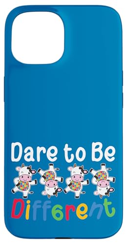 Dare to Be Different Autistic Kids Autismus Awareness Cow Mom Hülle für iPhone 15 von Kindness & Acceptance Wear.USA