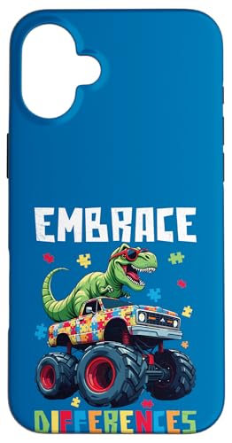 Embrace Differences Autismus Awareness Dinosaurier Mama Papa Kinder Hülle für iPhone 16 Plus von Kindness & Acceptance Wear.USA