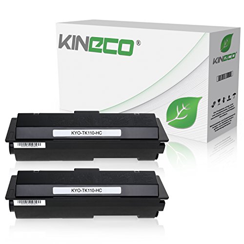 2 Toner kompatibel mit Kyocera TK110 TK-110 für Kyocera FS-720, FS-820 Series, FS-920N Series, FS-1016MFP, FS-1116MFP - 1T02FV0DE0 - Schwarz je 6.000 Seiten von Kineco