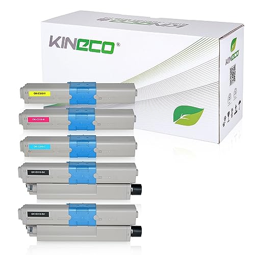 5 Toner kompatibel mit Oki C310 C330 C331 C510 C511 C530 C531 MC-351 352 361 362 561 562 DN DNW - 44469803 44469706 44469705 44469704 - Schwarz je 3.500 Seiten, Color je 2.000 Seiten von Kineco