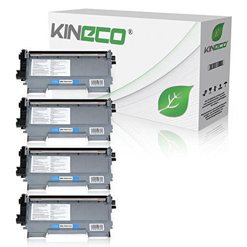 Kineco 4 Toner kompatibel für Brother TN2010 TN-2010 für Brother DCP-7055 W, DCP-7057, HL-2130 R, HL-2132 R, HL-2135 W, Schwarz je 3.000 Seiten von Kineco