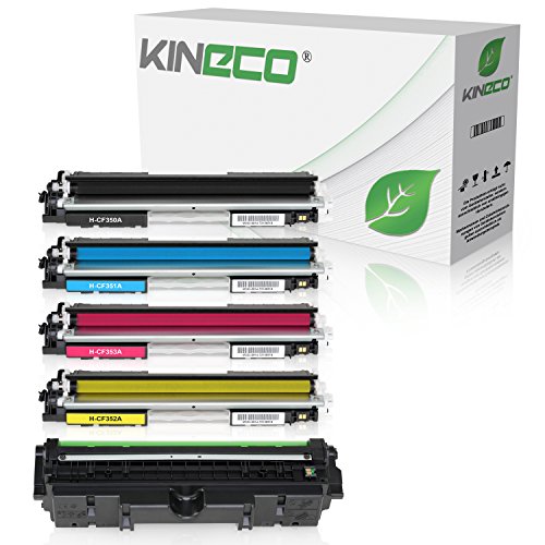 Kineco 4 Toner mit Trommel kompatibel mit HP Laserjet Pro MFP M170 Series M176 N M177 FW - CF350A CF351A CF352A CF353A CE314A - Schwarz 1.300 Seiten Color je 1.000 Seiten, Trommel 14.000 Seiten von Kineco