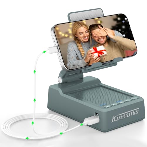 4-in-1-Handy-Ständer mit Lautsprecher, Bluetooth, kabellos, Powerbank, faltbare Handyhalterung, Geschenke für Herren und Damen, tragbare Handyhalterung mit Lautsprecher und rutschfester Unterseite 4-in-1-Handy-Ständer mit Lautsprecher, Bluetooth, kabellos, Powerbank, faltbare Handyhalterung, Geschenke für Herren und Damen, tragbare Handyhalterung mit Lautsprecher und rutschfester Unterseite von Kingamei