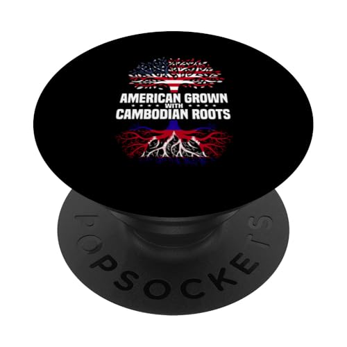 Amerikanische Flagge mit kambodschanischen Wurzeln Amerika Kambodscha Flagge PopSockets Klebender PopGrip von Kingdom Of Cambodia Design Love Cambodia Culture