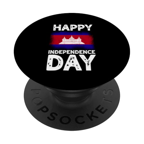 Happy Independence Day Kambodscha-Flagge Kambodschanisches Khmer-Imperium PopSockets Klebender PopGrip von Kingdom Of Cambodia Design Love Cambodia Culture