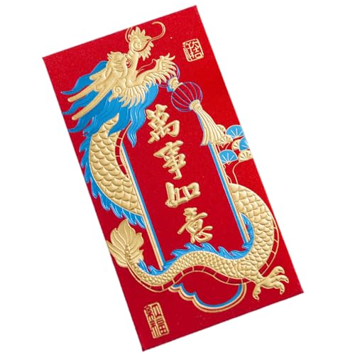 Chinesische Briefumschläge, Glück, Geldtasche, 2024, Neujahrsdrachenjahr, geprägt, Geldbeutel, Hongbao, Segen, Geschenkumschläge, Chinesisch, 6 Stück von Kingke