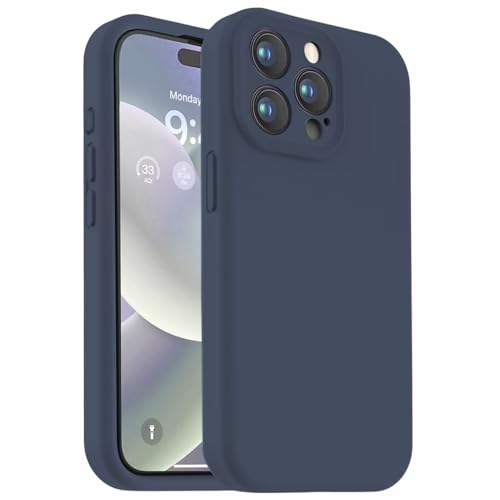 Kingmate Kompatibel für iPhone 15 Pro Silikon Case, Hochwertiges Silikon, Mehrstufige Struktur Kratzfeste und stoßfeste Schutzhülle, Faserplüsch Ultra Dünn Handyhülle, Blau von Kingmate