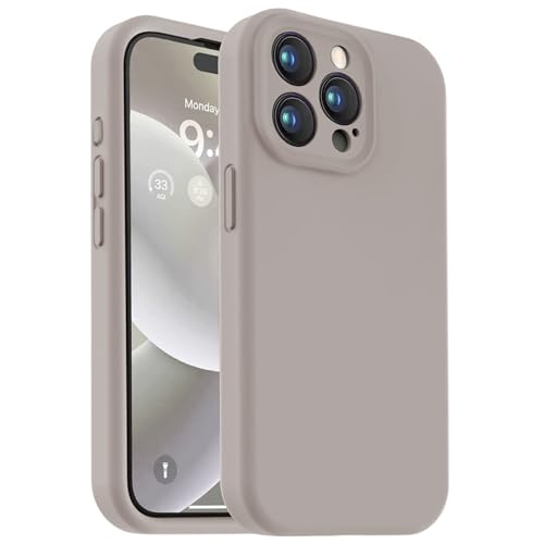 Kingmate Kompatibel für iPhone 15 Pro Silikon Case, Hochwertiges Silikon, Mehrstufige Struktur Kratzfeste und stoßfeste Schutzhülle, Faserplüsch Ultra Dünn Handyhülle, Titan Natur von Kingmate