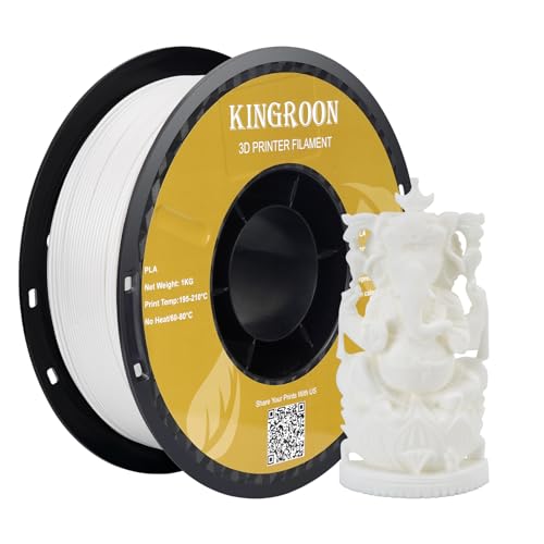 Kingroon 3D-Drucker-Filament, 1,75 mm PLA-Filament, 1-kg-Spule (weiß) von Kingroon