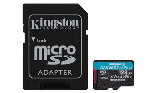 Kingston Canvas Go! Plus microSD Speicherkarte Klasse 10, UHS-I 128GB microSDXC 170R A2 U3 V30 Speicherkarte + Adapter von Kingston