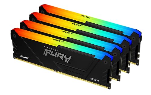 Kingston FURY Beast RGB 64GB 3600MT/s DDR4 CL18 DIMM (Kit mit 4) PC Arbeitsspeicher KF436C18BB2AK4/64 von Kingston