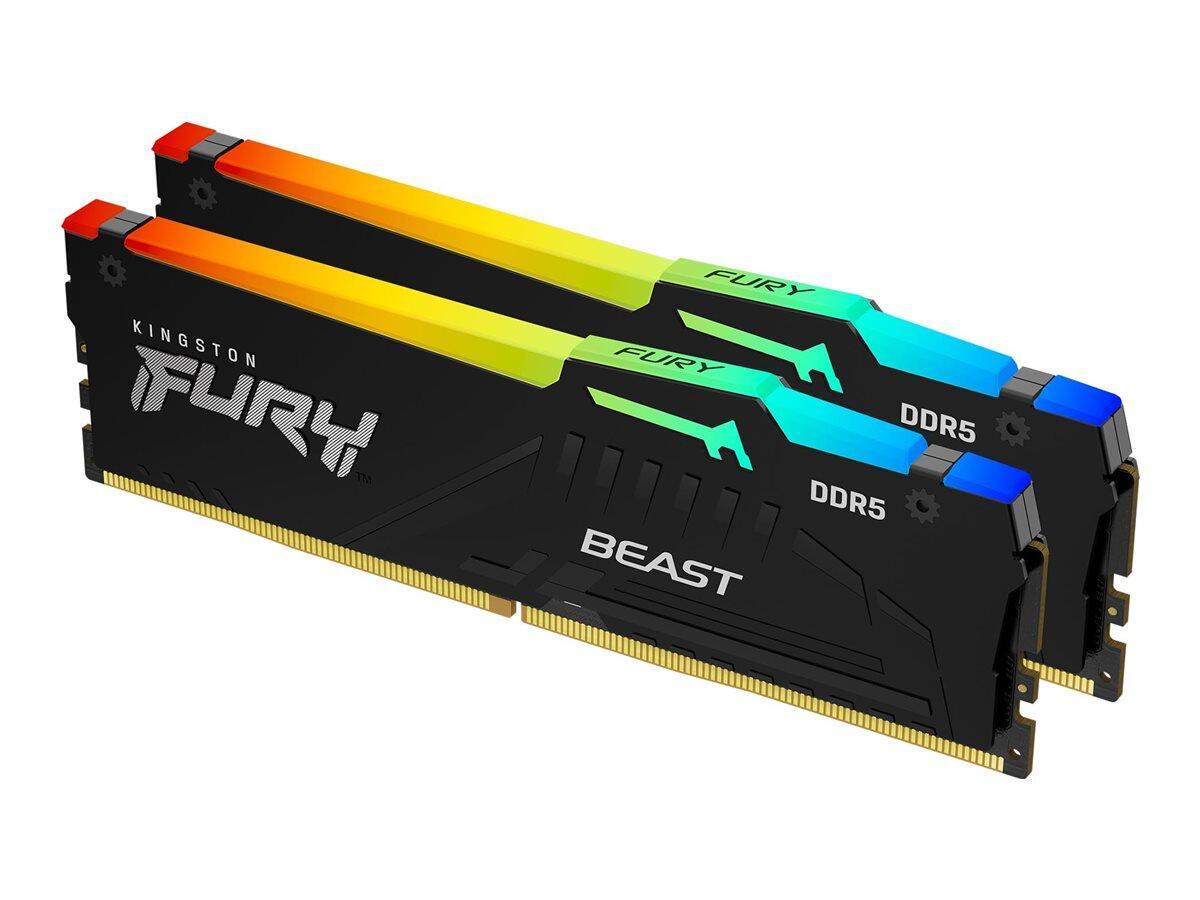 Kingston FURY Beast RGB DDR5 Kit, 32 GB: 2 x 16 GB, DIMM 288-PIN, 6000 MHz, P... von Kingston