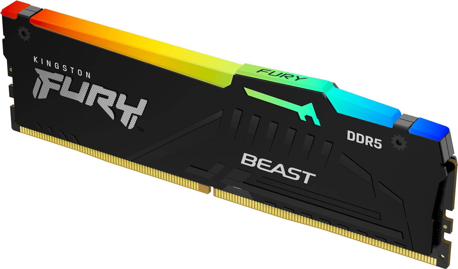 Kingston FURY Beast RGB - DDR5 - Modul - 32 GB - DIMM 288-PIN - 6000 MHz / PC5-48000 - CL30 - 1.4 V - ungepuffert - on-die ECC - Schwarz (KF560C30BBEA-32) von Kingston