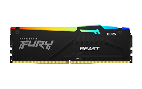 Kingston FURY Beast Schwarz RGB 16GB (2x8GB) 5200MT/s DDR5 CL40 DIMM Desktop Gaming Speicher Kit mit 2 - KF552C40BBAK2-16 von Kingston