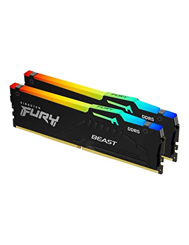 Kingston FURY Beast Schwarz RGB XMP 64GB (2x32GB) 6000MT/s DDR5 CL40 DIMM Desktop Gaming Speicher Kit mit 2 - KF560C40BBAK2-64 von Kingston