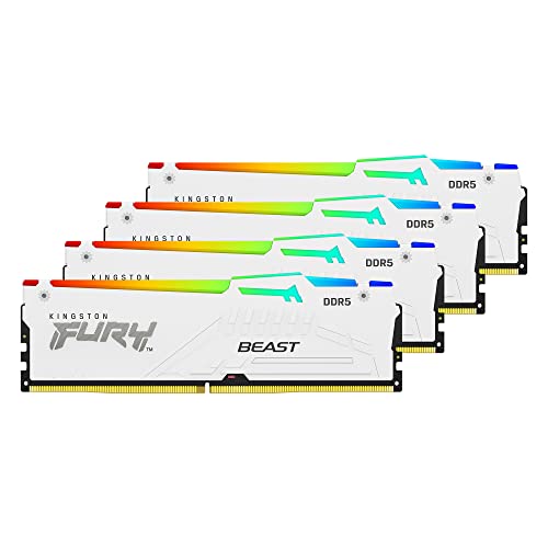 Kingston FURY Beast Weiß RGB XMP 64GB 5600MT/s DDR5 CL40 DIMM Desktop Gaming Speicher Kit mit 4 - KF556C40BWAK4-64 von Kingston