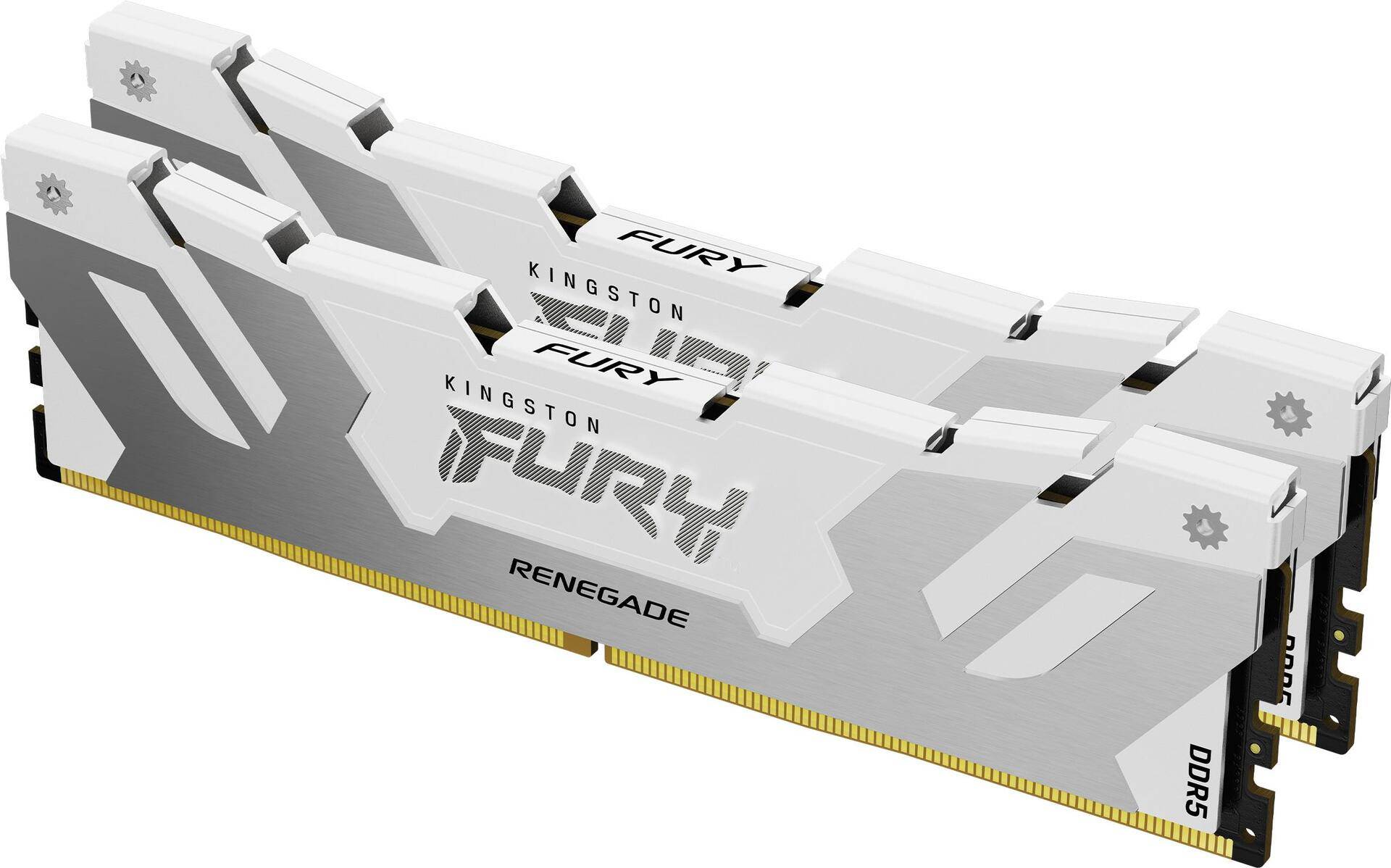 Kingston FURY Renegade - DDR5 - Kit - 32 GB: 2 x 16 GB - DIMM 288-PIN - 8000 MHz / PC5-64000 - CL38 - 1.45 V - ungepuffert - on-die ECC - Weiß & Silber (KF580C38RWK2-32) von Kingston