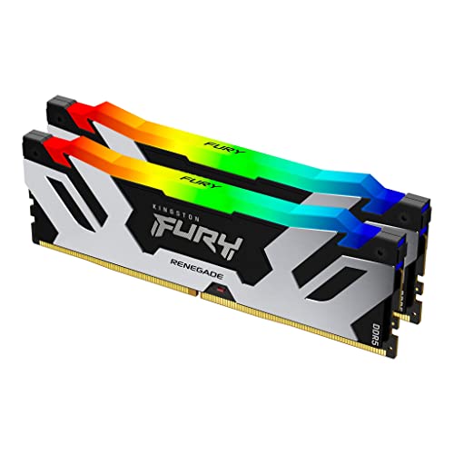 Kingston FURY Renegade Schwarz RGB XMP 96GB 6400MT/s DDR5 CL32 DIMM Desktop Gaming Speicher (Kit mit 2 ) - KF564C32RSAK2- 96 von Kingston