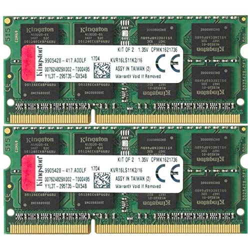 Kingston ValueRAM 1600MHz DDR3 NonECC CL11 SODIMM 16GB Kit*(2x8GB) 1.35V KVR16LS11K2/16 Laptop-Speicher von Kingston