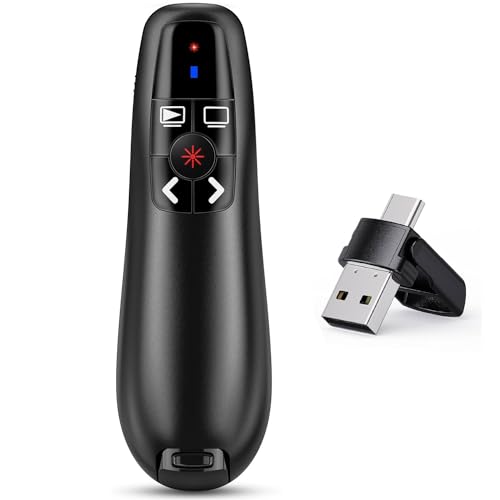 2 in1 USB Type C Wireless Presenter für Präsentationen Fernbedienung Laptop Powerpoint, 2.4GH USB Präsentation Fernbedienung Präsentator Pointer Präsentationspointer für Windows Mac von Kinizuxi