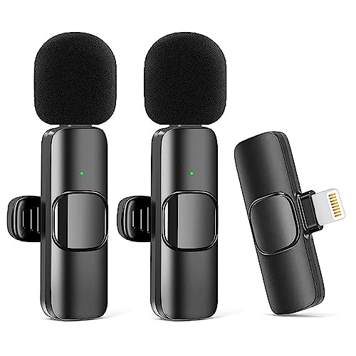 Kinizuxi 2St Lavalier Mikrofon Kabellos für iPhone/iPad,Plug-Play Lavalier Microphone Wireless Ansteckmikrofon,Rauschunterdrückung/Stummschaltung für Live,Videoaufzeichnung,YouTube,Vlog,TikTok von Kinizuxi