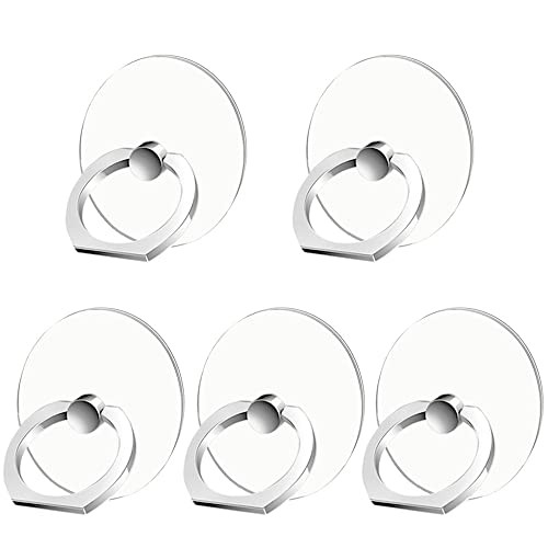 Kinizuxi Handy Ring Halter 5er-Pack, 360 Grad Freidrehbar Smartphone Fingerhalterung Halter Finger Handyring Ring Ständer Handy Fingerhalter Für iPhone/Samsung Galaxy/Huawei und mehr Phone(Silber) von Kinizuxi