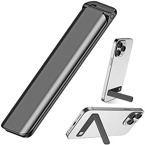 Kinizuxi Ultra Dünn Handy Ständer, Vertikaler/Horizontaler Aluminium Handyhalterung Tisch,Verstellbarer Winkel Handyständer für iPhone 14/13/12/11 Samsung Smartphone Zubehör–Schwarz von Kinizuxi