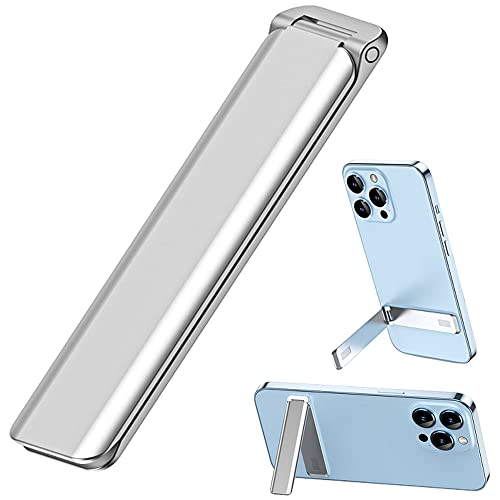 Kinizuxi Ultra Dünn Handy Ständer, Vertikaler/Horizontaler Aluminium Handyständer für Tisch,Verstellbarer Winkel Handyhalter für iPhone 14/13/12/11 Samsung Smartphone Zubehör–Silber von Kinizuxi