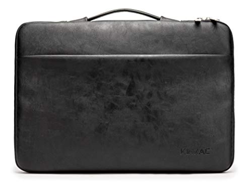 Kinmac 360° gepolsterte wasserdichte Laptop-Tasche mit Griff, kompatibel mit LG Gram 16 Zoll und 15,6 Zoll Laptop (schwarzes PU) von Kinmac