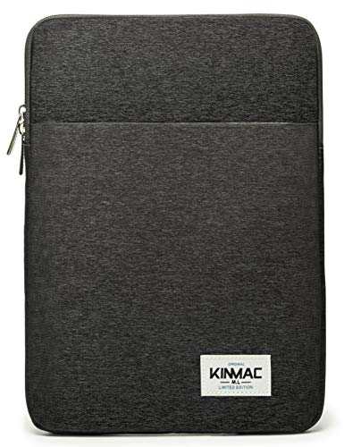Kinmac Laptop-Hülle aus Leinen, 360°-Schutz, wasserdicht, vertikal, mit Tasche, für 33 - 34,3 cm (13 - 13,5 Zoll) Laptops und alte MacBook Air 33 cm (13 - 13,5 Zoll), Schwarz von Kinmac