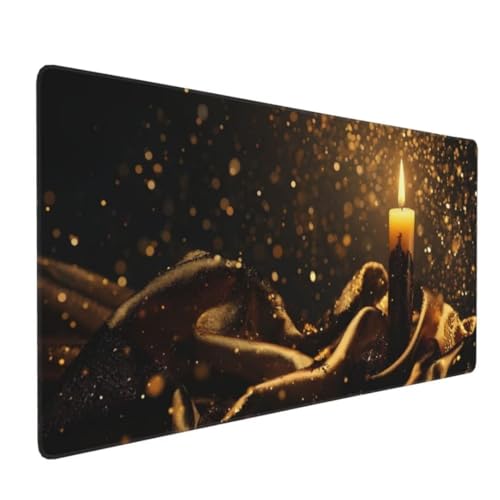 Gaming Mauspad XXL, Mousepad 1200x600x4 mm,Kerze Mauspad groß Vernähte Kanten WassXerdicht Anti-Rutsch Verbessert Präzision und Geschwindigkei, Großer Erweiterter Schreibtisch Schutz K-607 von Kinooge