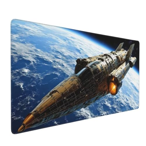 Gaming Mauspad XXL, Mousepad 1200x600x4 mm,Raumfahrzeug Mauspad groß Vernähte Kanten WassXerdicht Anti-Rutsch Verbessert Präzision und Geschwindigkei, Großer Erweiterter Schreibtisch Schutz K-958 von Kinooge