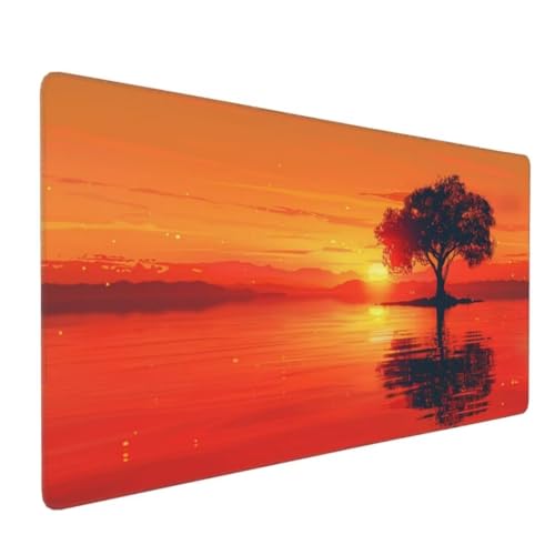 Gaming Mauspad XXL, Mousepad 1200x600x4 mm,Sunset Tree Mauspad groß Vernähte Kanten WassXerdicht Anti-Rutsch Verbessert Präzision und Geschwindigkei, Großer Erweiterter Schreibtisch Schutz K-889 von Kinooge