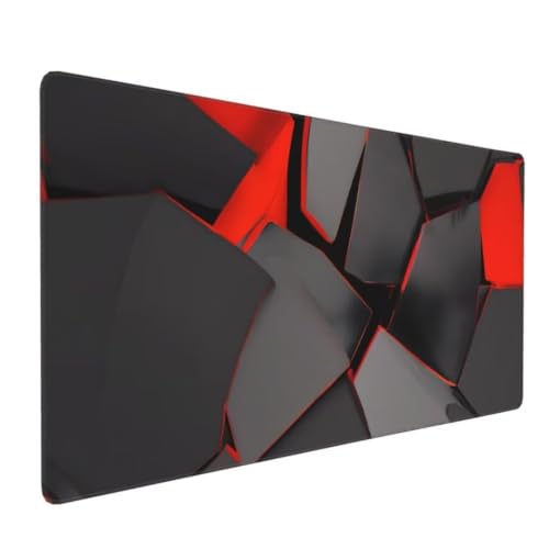 Schwarz und Rot Mauspad 1000 x 500 X 4 mm Verlängertes großes Mauspad Schreibtischauflage, genähte Kanten Mauspad, abwaschbar, rutschfeste Gummibasis, Gaming-Mauspad, für PC, MacBook, Laptop K-405 von Kinooge