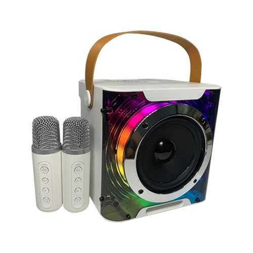 Kioball Hochleistungs-Karaoke-Bluetooth-Lautsprecher Stereo-Surround-Drahtloser Subwoofer mit Musikrhythmuslicht und Doppel-Mikrofon C von Kioball