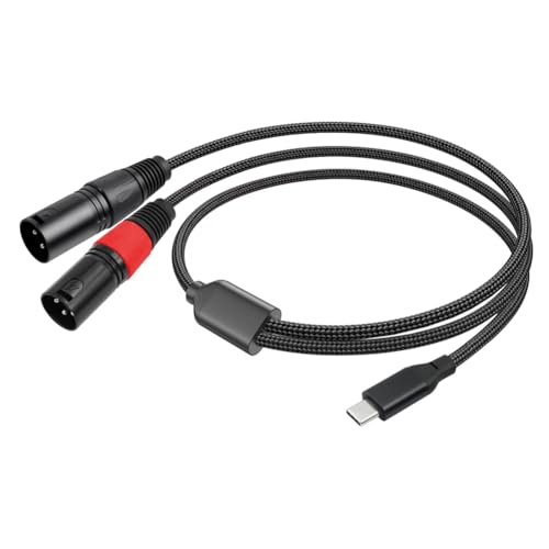 Kioball USB Typ C Stecker auf 2 XLR Stecker Verstärker Stereo Audio Kabel 32Bit/384Khz für Smartphones Laptop 1 Meter von Kioball