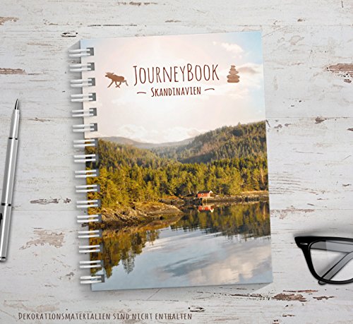 Skandinavien Reisetagebuch zum selber schreiben oder als Abschiedsgeschenk von JourneyBook - Das Logbuch für Schweden, Norwegen, Dänemark von Kipitan