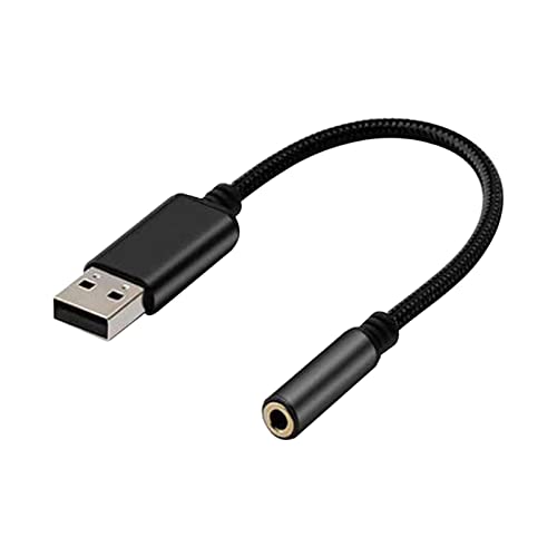 USB auf 3,5 mm Klinkenstecker, Audio-Adapter, USB C auf 3,5 mm Klinken-Kabel, Gaming-Headset, USB-AUX-Adapter, tragbare externe Soundkarte für PC, Laptop, Gaming, Mikrofon (schwarz) von Kisbeibi