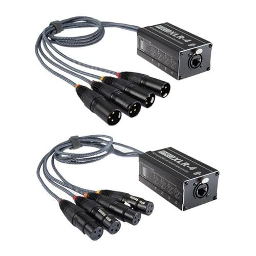 Kissmii 1 Paar XLR-Stecker/Buchse, 4-Kanal-Snake-Ethercon-RJ45-Cat5/Cat6-Ethernet-Extender für Live-Bühne, Schwarz von Kissmii