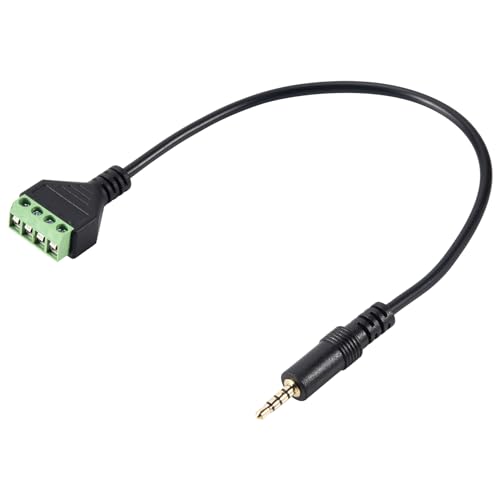 Kissmii 3,5-Mm-Schraubklemmenadapter-Lautsprecherkabel 4-Adriges Stereo-TRRS-Steckerloch zum AV-4-Schraubklemmen-Balun-Verbindungskabel von Kissmii