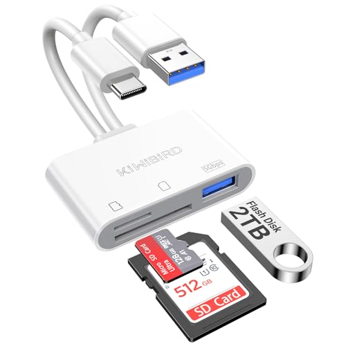 KiWiBiRD USB C SD Kartenleser Micro SD Karte auf Typ C USB Adapter Kartenlesegerät für SDHC SDXC TF UHS-I Karten Kompatibel mit iPhone 15 16 Plus Pro Max MacBook Air iPad iMac Galaxy S24 S23 Handy PC von KiwiBird