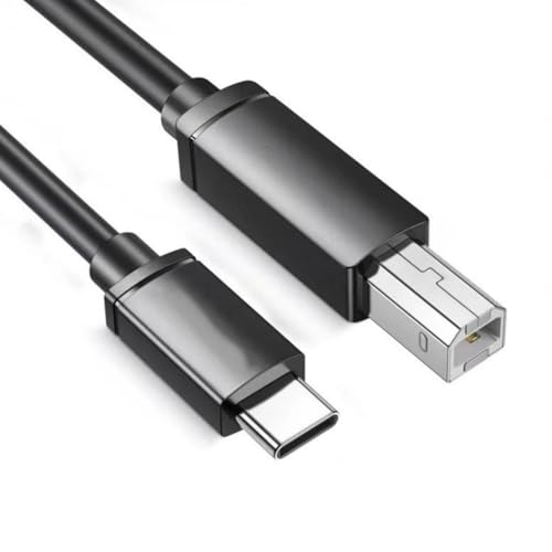 Druckkabel Typ C auf USB 2.0, quadratischer Anschluss, USB-C-Adapter, Kabel für Drucker, Scanner, 50 cm bis 300 cm Länge, Schwarz von Klaisy