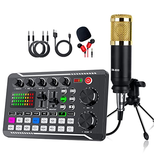 Kliplinc Tragbares Soundkarten-Set, PC-Kondensatormikrofon-Set, Live-Soundkarte F998 BM800-Set von Kliplinc