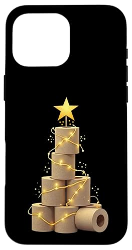 Hülle für iPhone 16 Pro Max Toilettenpapier Weihnachtsbaum Tannenbaum Lichterkette Stern von Klopapier Toilette Klo Weihnachten Christbaum