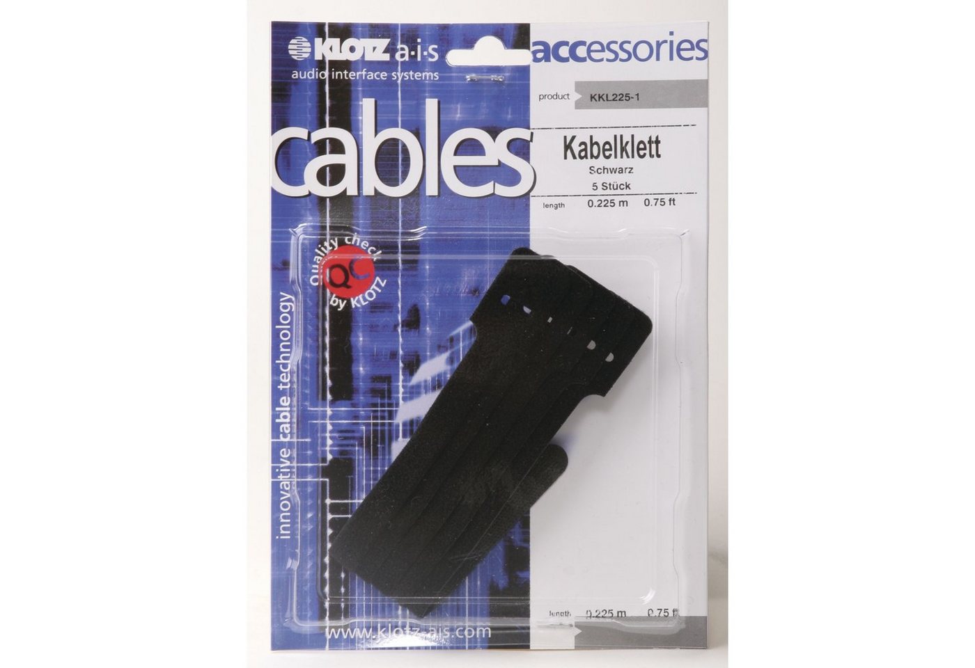 Klotz Cables Kabelzubehör, (Kabelkletten, Gaffa, etc., Kabelkletten, KKL225-1 Kabelklett Stofföse schwarz, 5 Stück - Kabelklette) von Klotz Cables