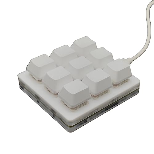 Knadgbft 1 Stück Mechanische Mini-Tastatur mit 9 Tasten, Alles Auswählen, Kopieren, Einfügen, Benutzerdefinierte Tastenkombination, EIN-Tasten-Passwort, Mechanisches OSU-Spiel, Weißer Kunststoff von Knadgbft