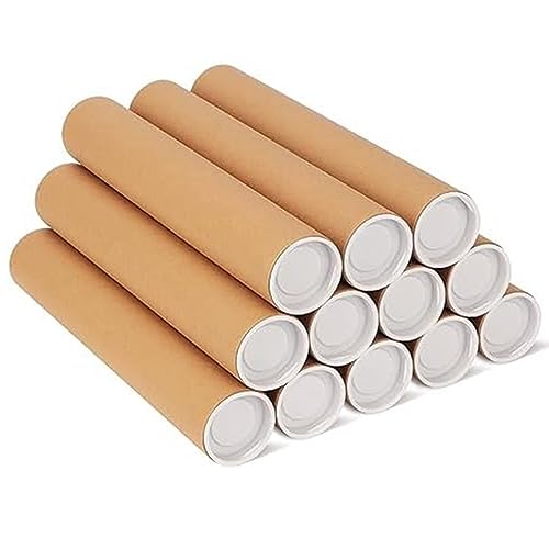 Knadgbft 12 Stück Versandröhren 2 X 12 Karton-Versandröhren Posterröhre mit Kappen zum Verpacken Von Postern für Den Versand Knadgbft 12 Stück Versandröhren 2 X 12 Karton-Versandröhren Posterröhre mit Kappen zum Verpacken Von Postern für Den Versand von Knadgbft
