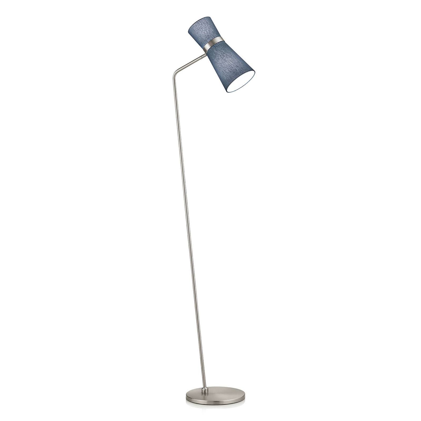 Stehlampe Yuna-S mattnickel, Schirm blau beweglich von Knapstein