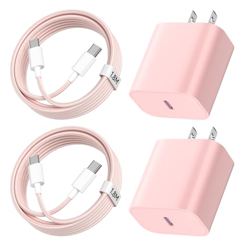 2Pack USB C Ladegerät für iPhone 15 mit Ladekabel, USB C Schnellladegerät mit Schnellladekabel USB C 2M für MacBook Pro/AirUSB C Netzteil Stecker PD3.0 Ladestecker für Samsung Galaxy - Rosa von Kndaa